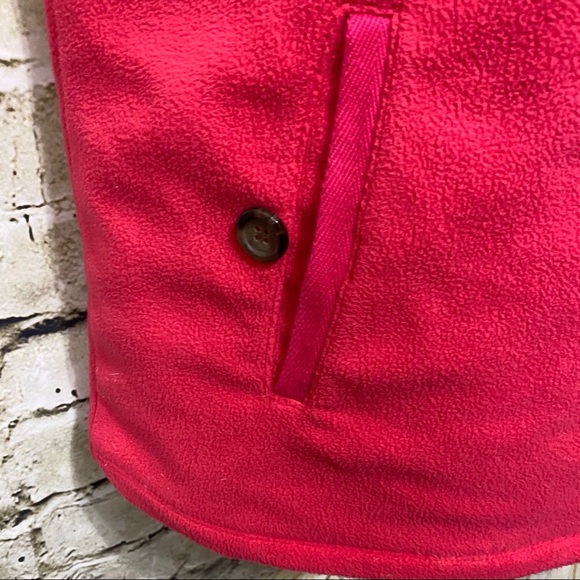 Lands End Pink Fleece Ribbed Mock Neck Zip Up Vest - Picture 3 of 5